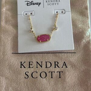 Kendra Scott Gold Necklace with Pink Druzy Pendant